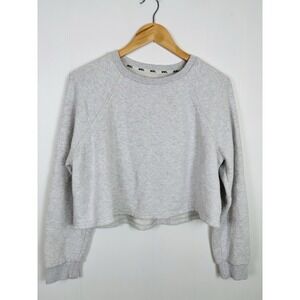 MWL Madewell Women's Sz Medium Cropped Crewneck Sweatshirt Sweater Light Gray